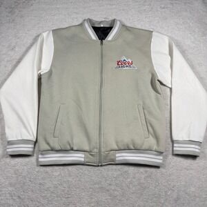 Coors Light Mens XL Varsity Bomber Jacket Grey White Made To Chill Full Zip